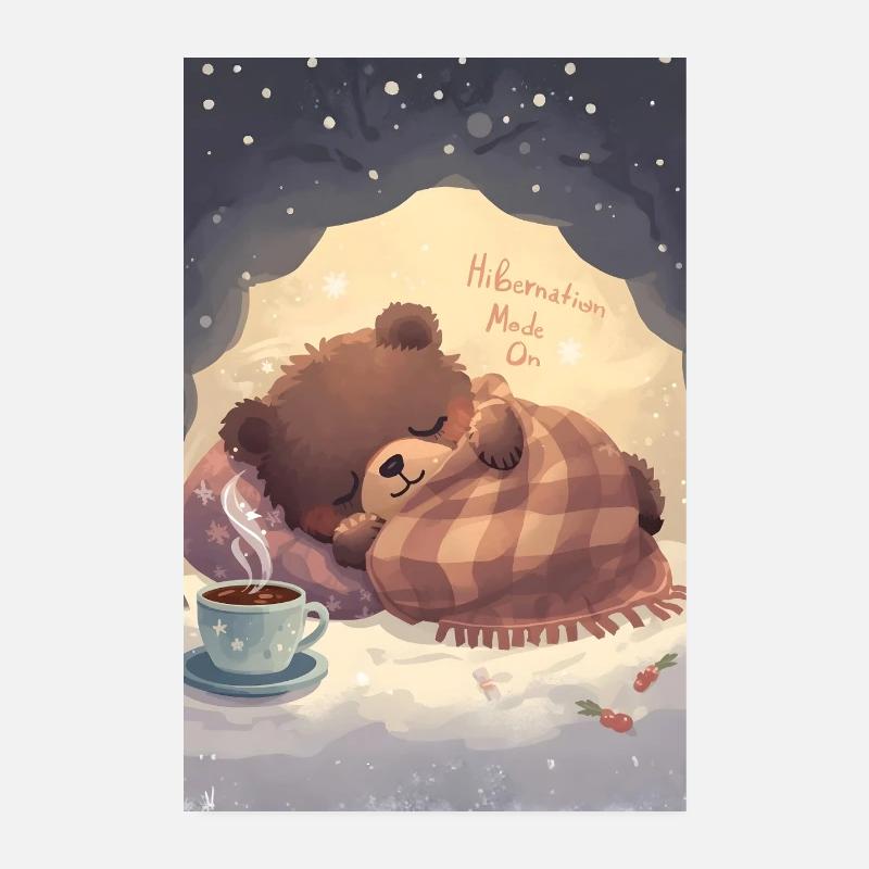 Mode d’hibernation sur Bear Cozy Night - Poster 20 x 30 cm - blanc