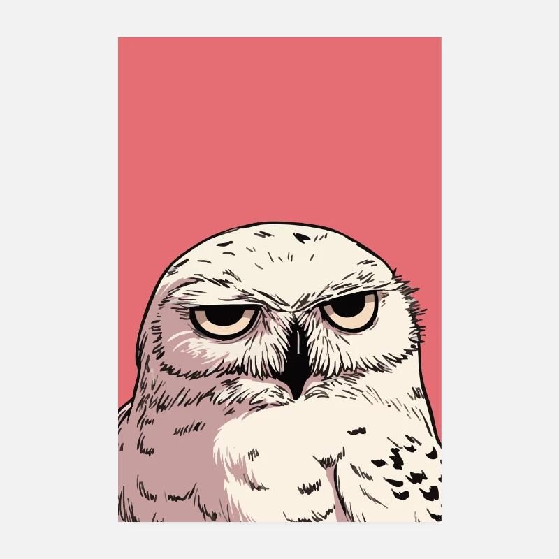 Grumpy Owl Illustration – Urteilende Tierkunst De Poster 20x30 cm