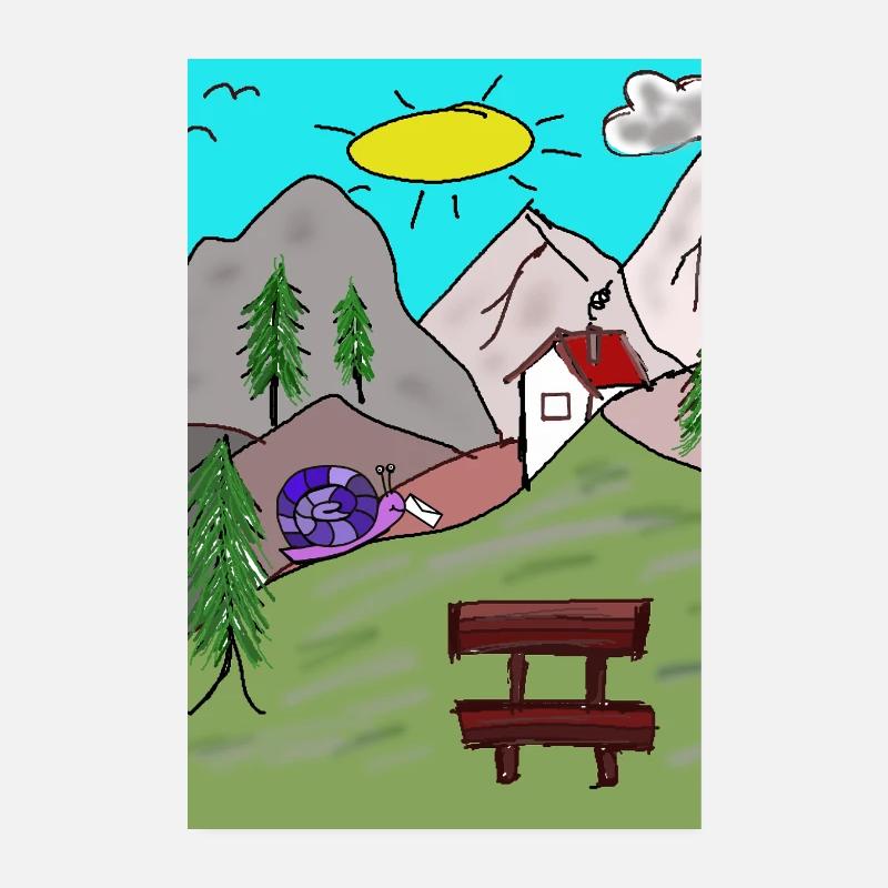 Alps Snails Post Letter Mountains Alm Postman Poster 8" x 12" (20x30 cm)