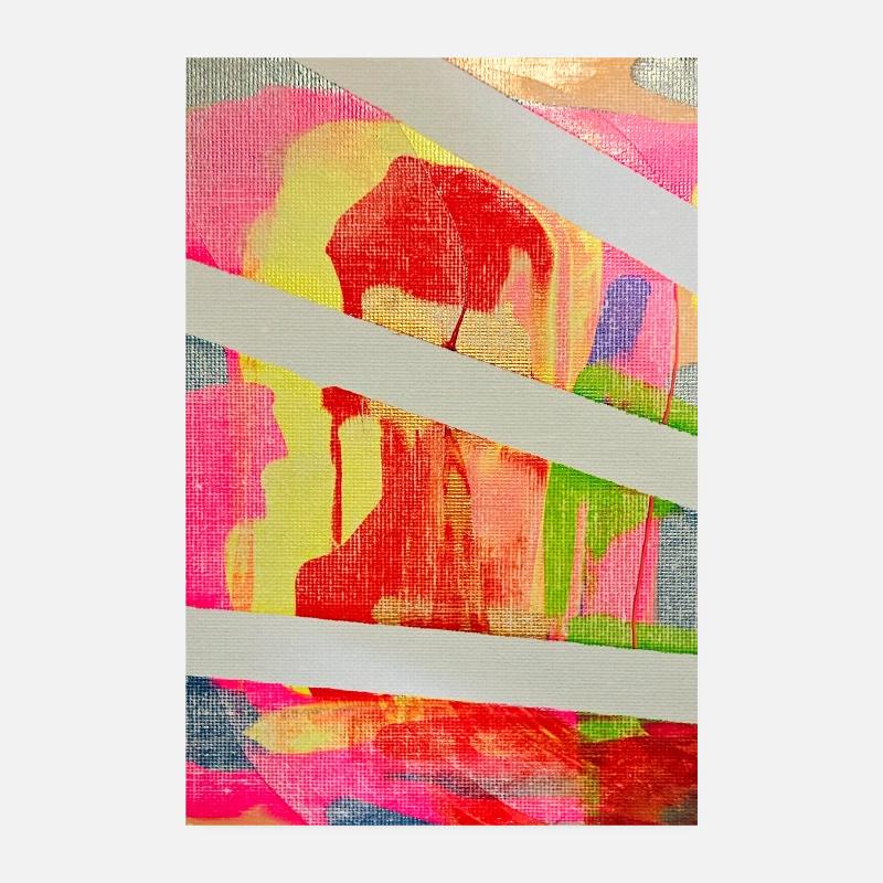 Art abstrait rayé de couleurs néon Poster 20 x 30 cm
