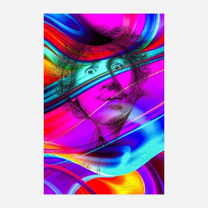 Portrait psychédélique en flux de couleurs Poster 20 x 30 cm