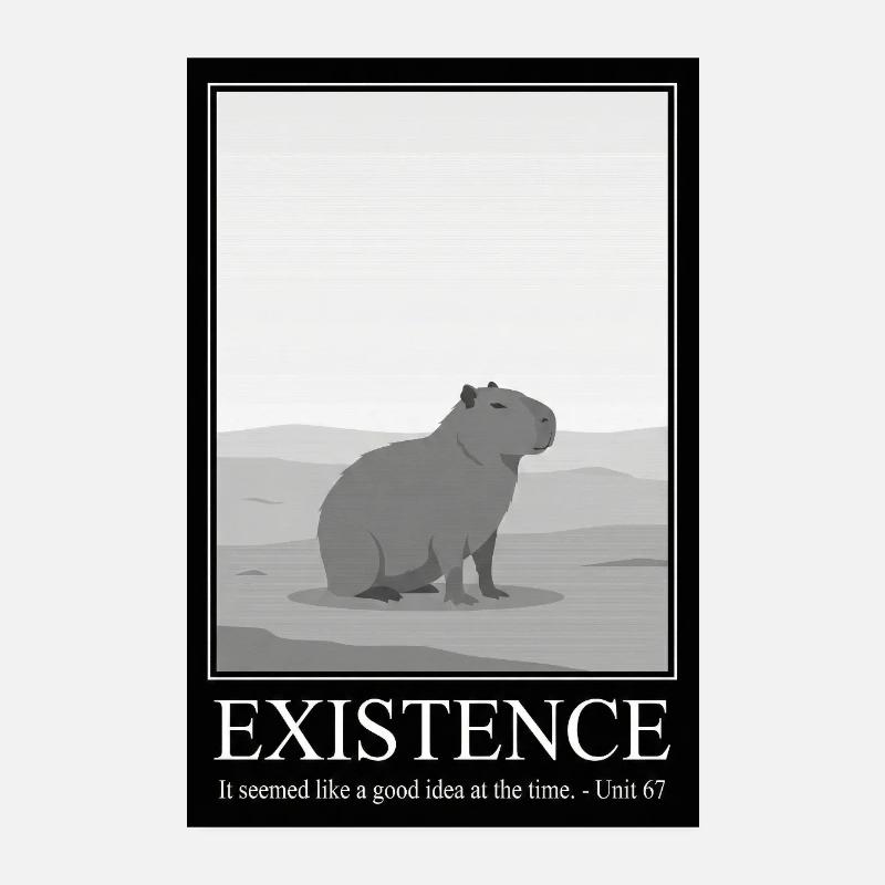 Funny Existence Quote - Capybara Sarcasm Poster 8" x 12" (20x30 cm)