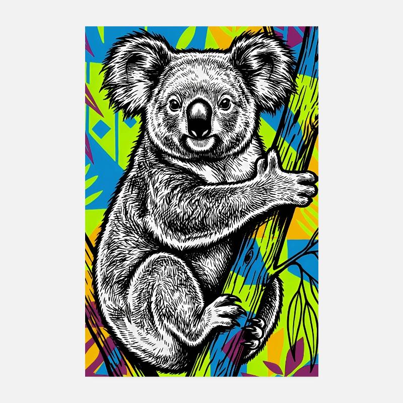 Koala - Poster 20x30 cm - Weiß