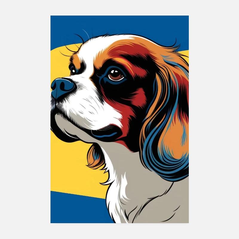 Chien cavalier king charles stylisé pop art Poster 20 x 30 cm