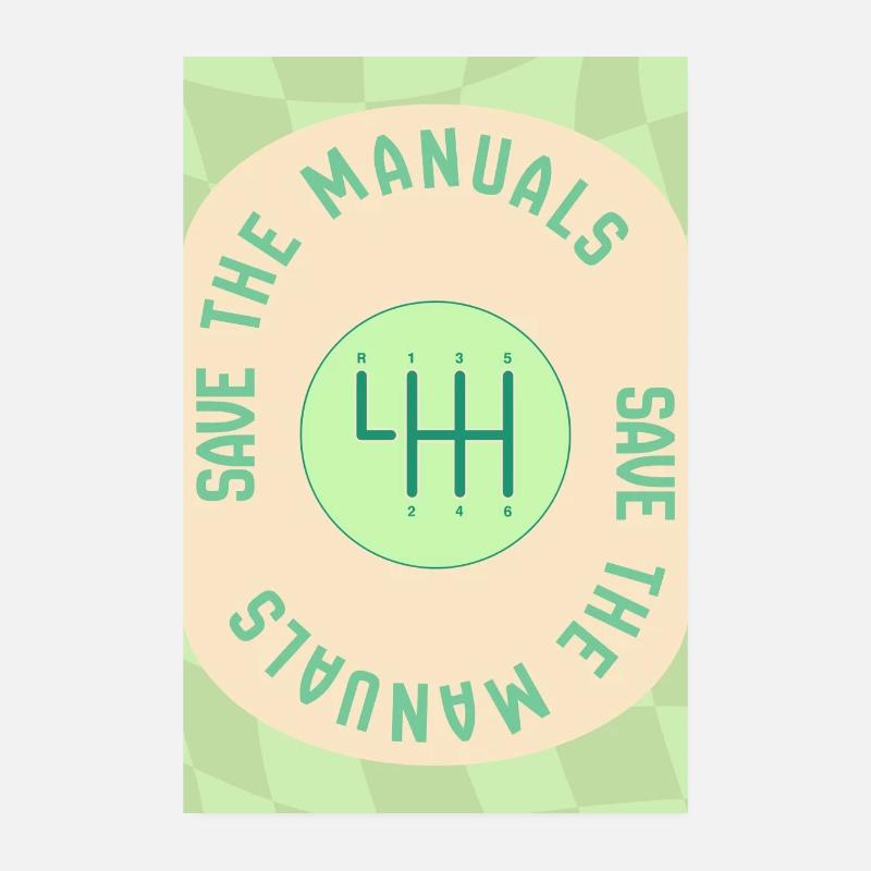 Garde le design des manuels pour les passionnés de voiture - vert Poster 20 x 30 cm