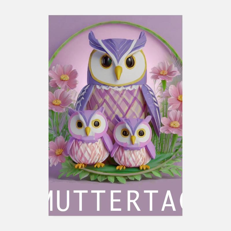 Muttertag Eulenfamilie Poster 20x30 cm