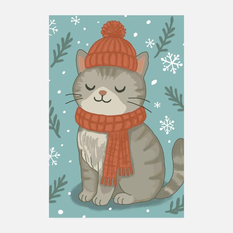 Chat d’hiver douillet Poster 20 x 30 cm