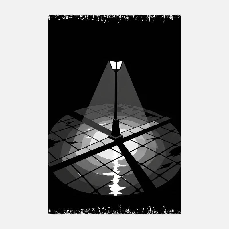 Lumière de rue solitaire Éclairage nocturne Grunge Poster 20 x 30 cm