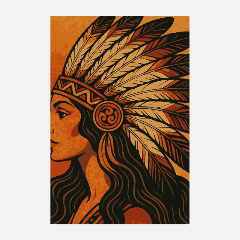 Coiffe Portrait avec Plumes Poster 20 x 30 cm