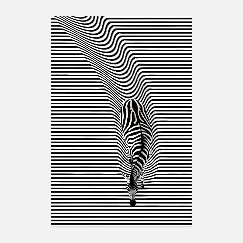Zebra Optical Illusion Poster 8" x 12" (20x30 cm)