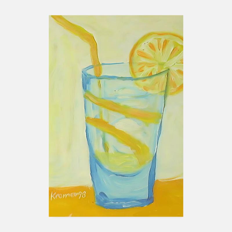 Zitronen Glas Cocktail Poster 20x30 cm