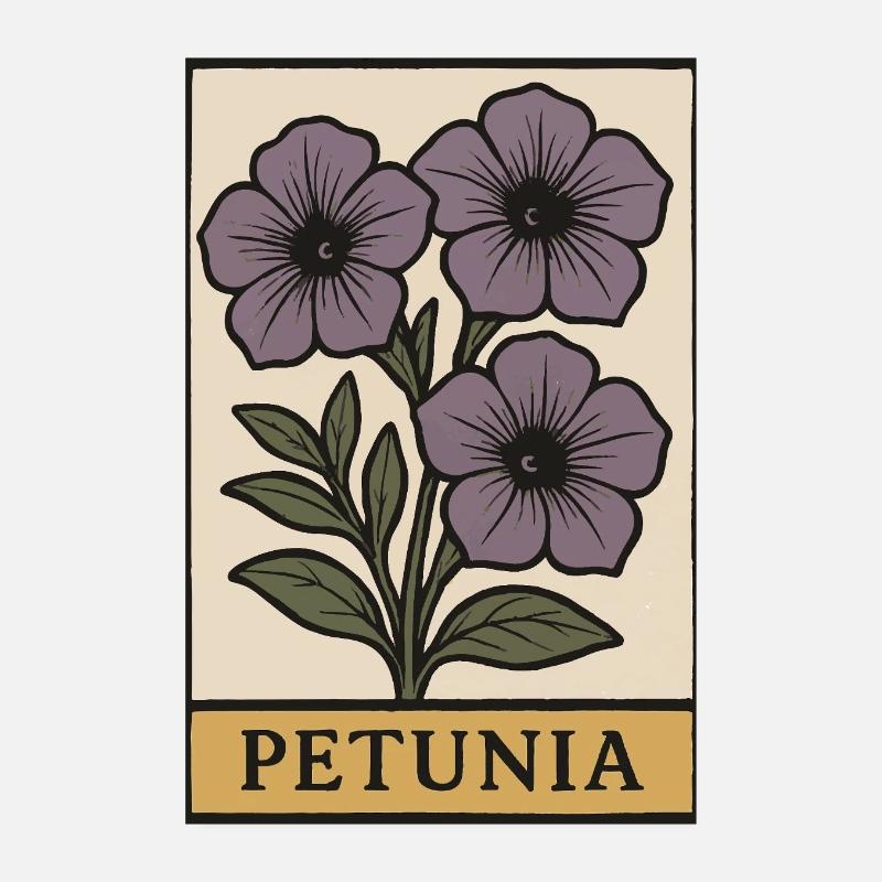 Petunia Vintage Bloom Print Poster 8" x 12" (20x30 cm)