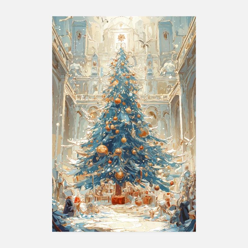 Cathédrale de Noël Aurora Blue Poster 20 x 30 cm