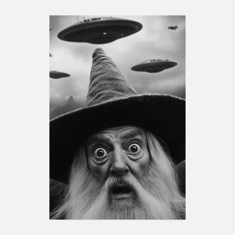 Mago con UFO Poster 20x30 cm