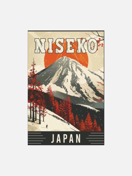 Winter Paradise in Niseko Japan Vintage Travel Art - Poster 8" x 12" (20x30 cm) - white - Front