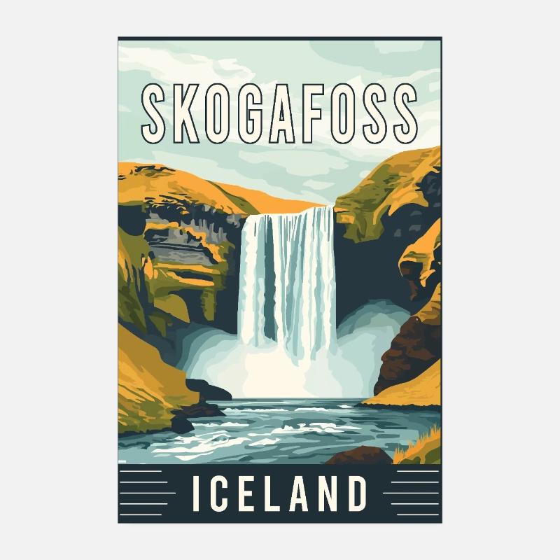 Explore Majestic Skogafoss Waterfall in Iceland Poster 8" x 12" (20x30 cm)
