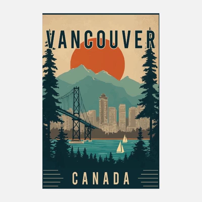 Explore Pacific Northwest City Vancouver in Canada Poster 8" x 12" (20x30 cm)