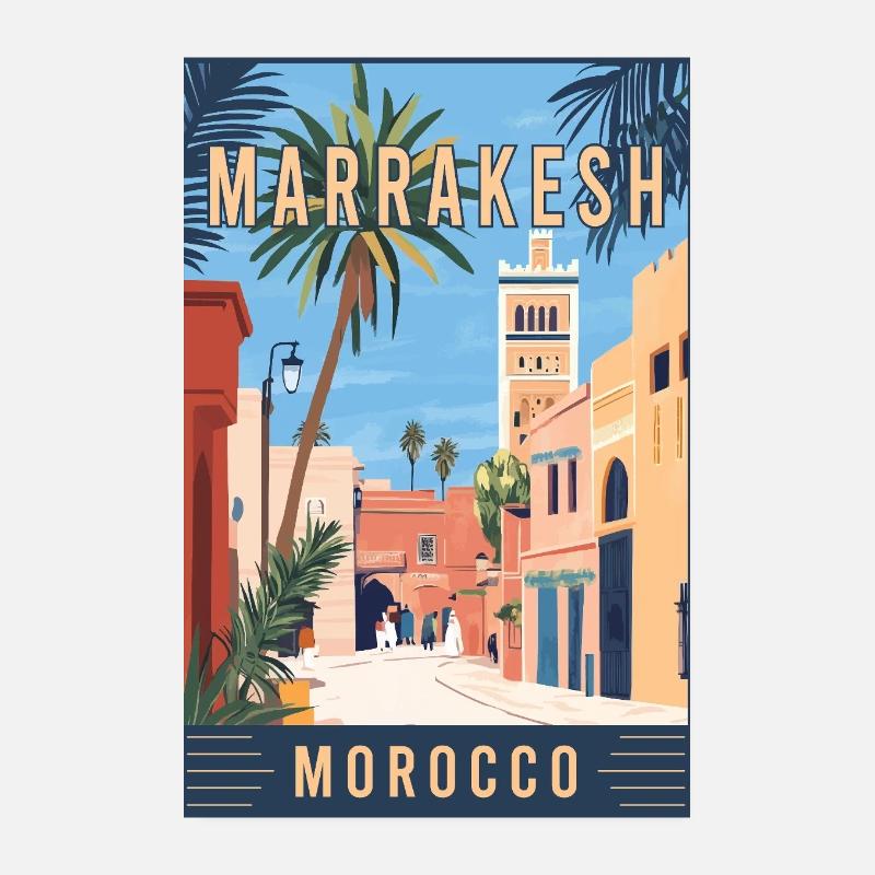 Explorez les souks vibrants de Marrakech au Maroc Poster 20 x 30 cm