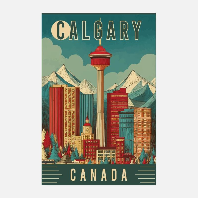 Découvrez la scène urbaine pittoresque de Calgary au Canada Poster 20 x 30 cm