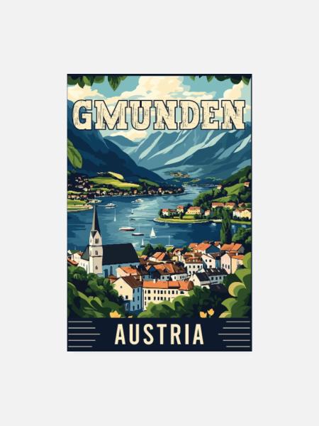 Discover Lakeside Beauty of Gmunden in Austria - Poster 8" x 12" (20x30 cm) - white - Front