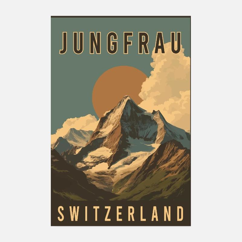 Explore Swiss Landscape Jungfrau in Switzerland Poster 8" x 12" (20x30 cm)