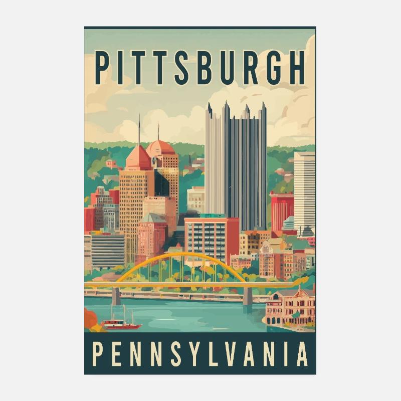 Explorez la silhouette de Pittsburgh en Pennsylvanie Poster 20 x 30 cm