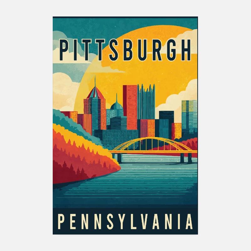 Découvrez la silhouette de Pittsburgh en Pennsylvanie Poster 20 x 30 cm