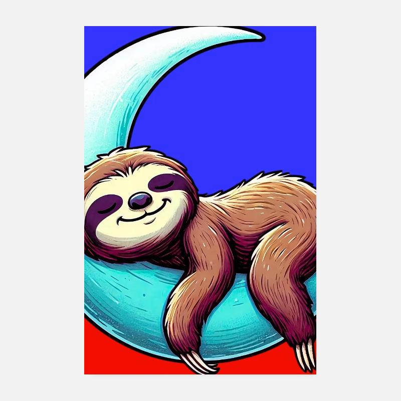 Sloth sleeps on the Moon Poster 8" x 12" (20x30 cm)