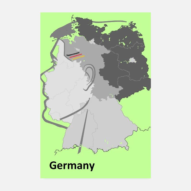 Map of Germany with gradient and flags Poster 8" x 12" (20x30 cm)