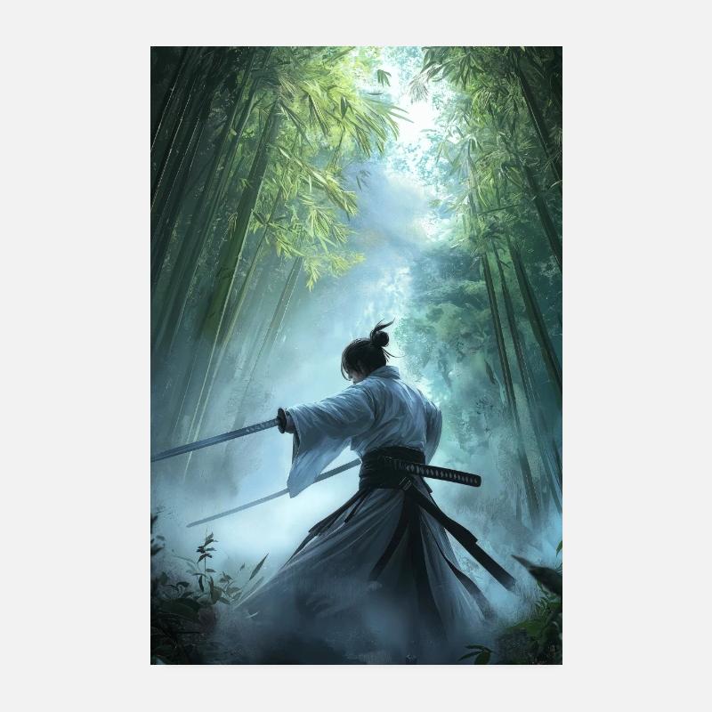 Samouraï dans la forêt Poster 20 x 30 cm