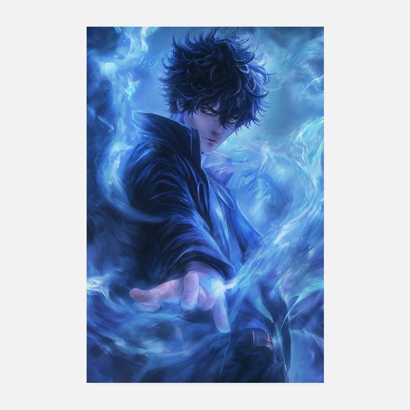 Fantasy Azure Flame Poster 8" x 12" (20x30 cm)