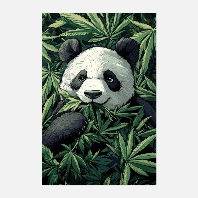 Panda dans le rêve de feuille de cannabis Poster 20 x 30 cm