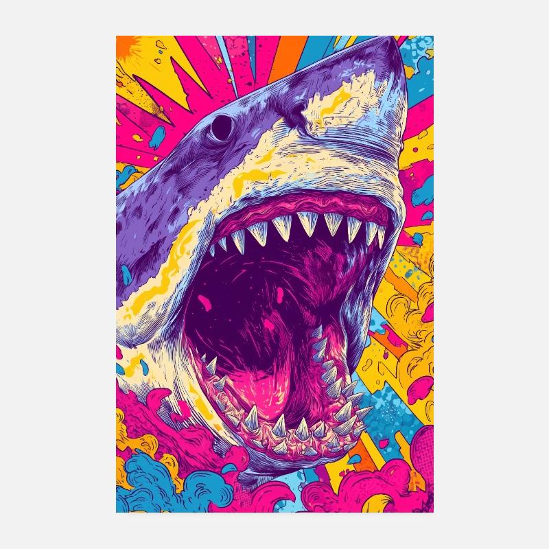 Psychedelic Shark Burst Poster 8" x 12" (20x30 cm)