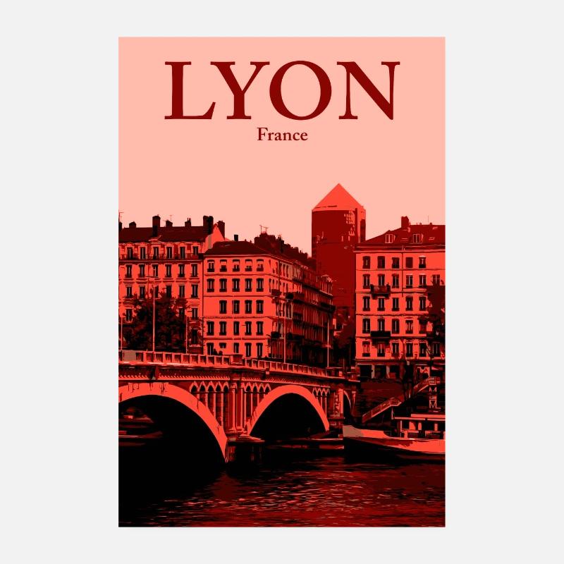 Lyon City Skyline Poster 8" x 12" (20x30 cm)