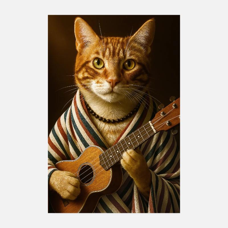 Ukulele Katze Poster 20x30 cm