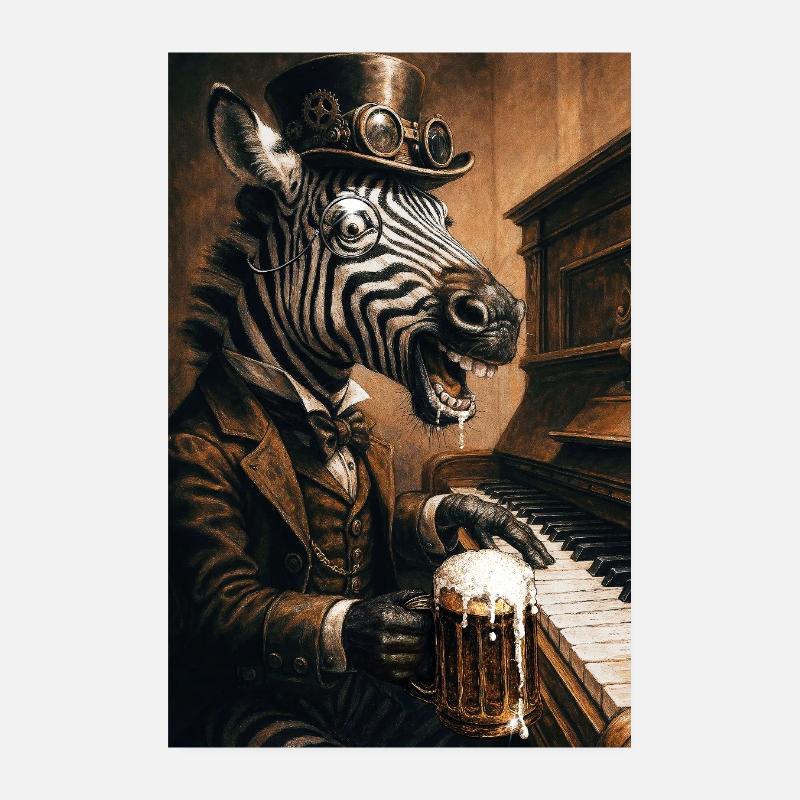 Zebra Pianist Poster 20x30 cm