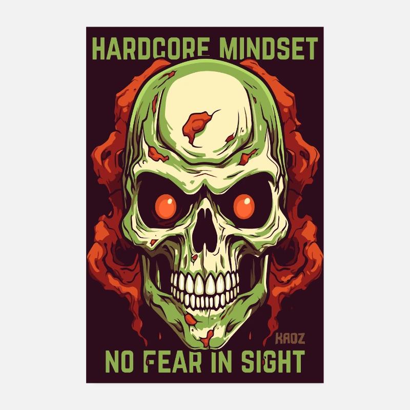 Gothic skull with hardcore saying Poster 8" x 12" (20x30 cm)