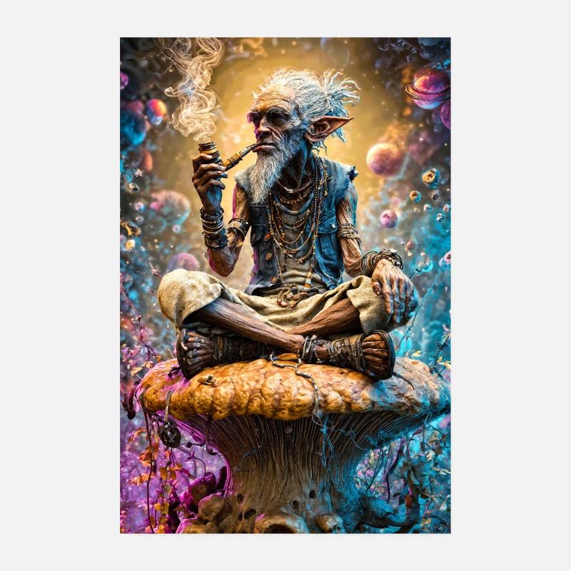 Psychédélique Goblin Sauge sur champignon Poster 20 x 30 cm