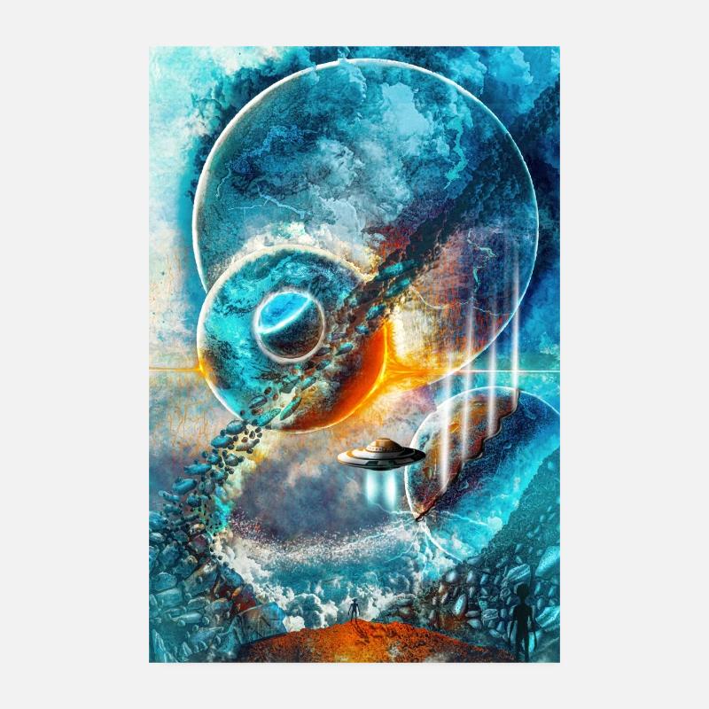 Blue Space Ring with Fire Poster 8" x 12" (20x30 cm)