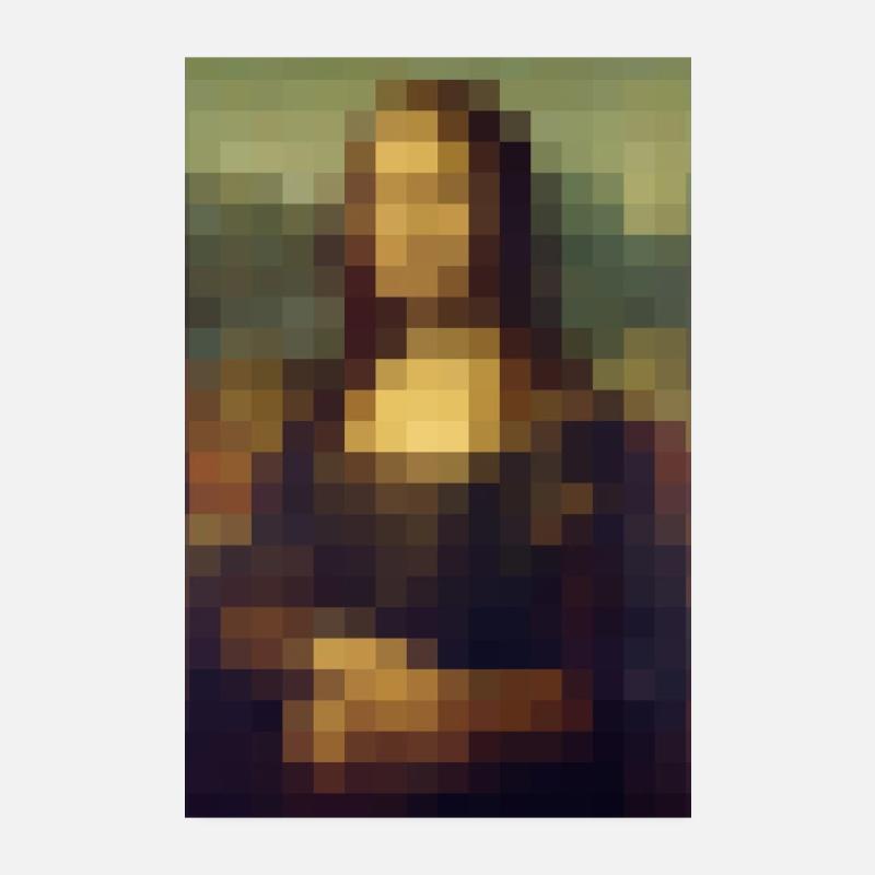 Mona Lisa 8-bit pixel painting Leonardo da Vinci - Poster 8" x 12" (20x30 cm) - white