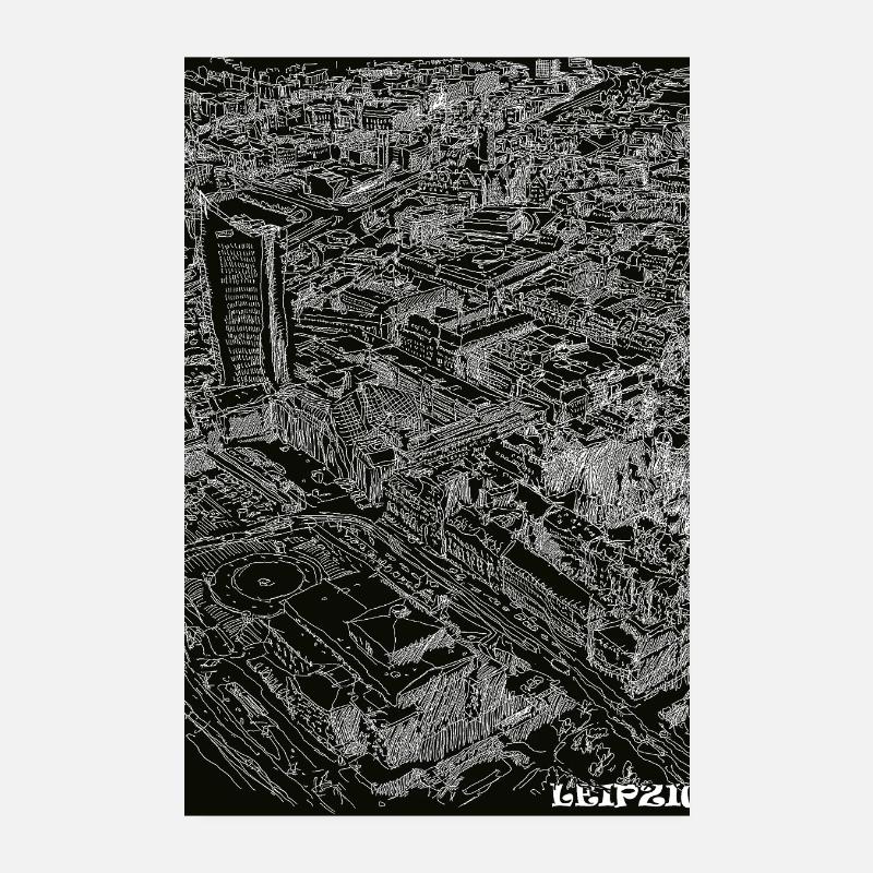 Leipzig Birdeye - Poster 8" x 12" (20x30 cm) - white