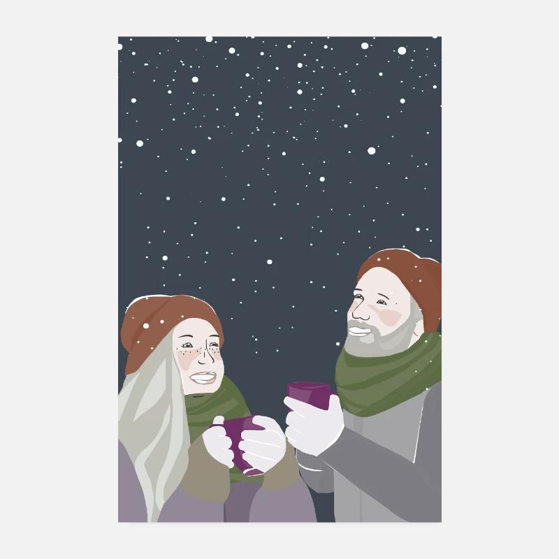 Des amis dans la neige Poster 20 x 30 cm