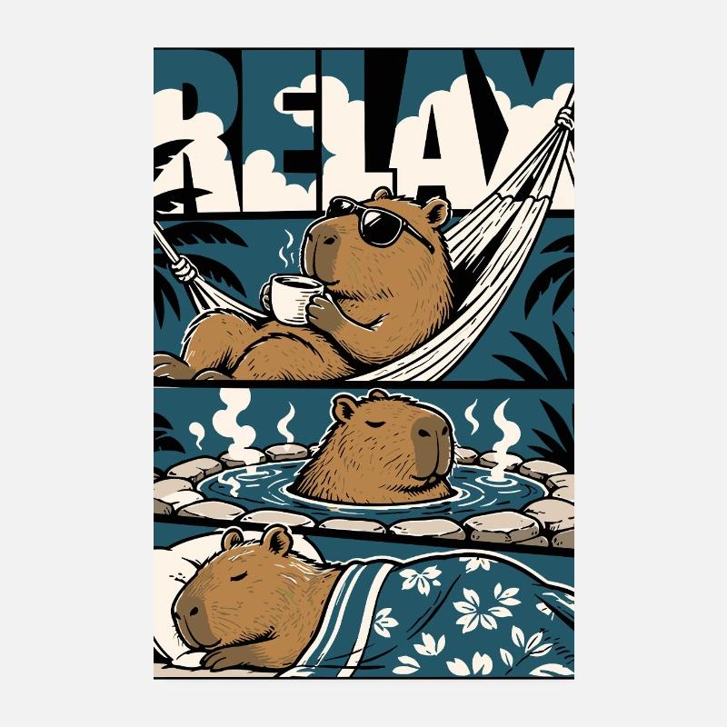 Motif de bien-être Relax Capybara Poster 20 x 30 cm
