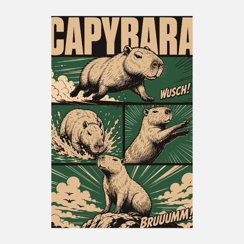 Chilliges Capybara Comic Poster 20x30 cm