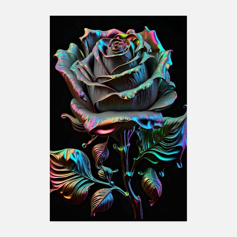 Regenbogenrose Metallisch Poster 20x30 cm
