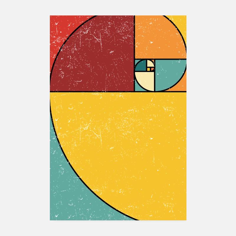 Fibonacci Spiral Geometry Art Poster 8" x 12" (20x30 cm)