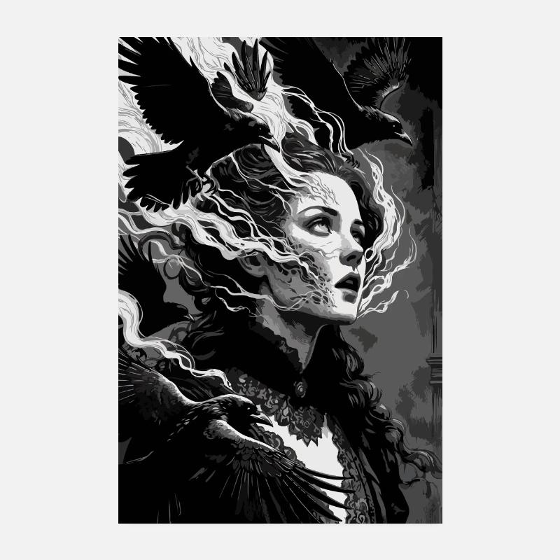 Night Crow Queen Poster 8" x 12" (20x30 cm)