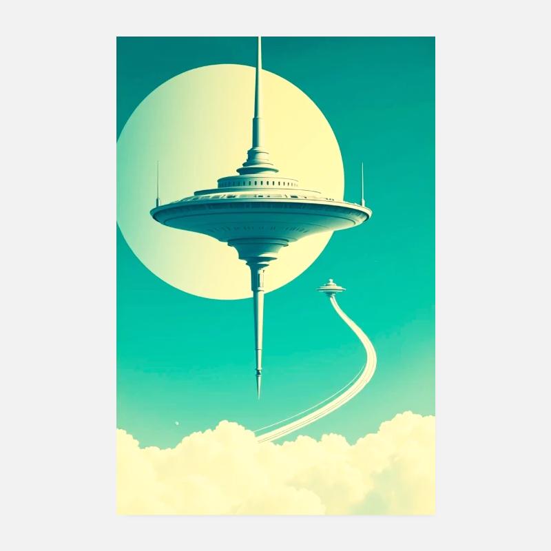 Cities Begin to Float Above the Clouds Poster 8" x 12" (20x30 cm)
