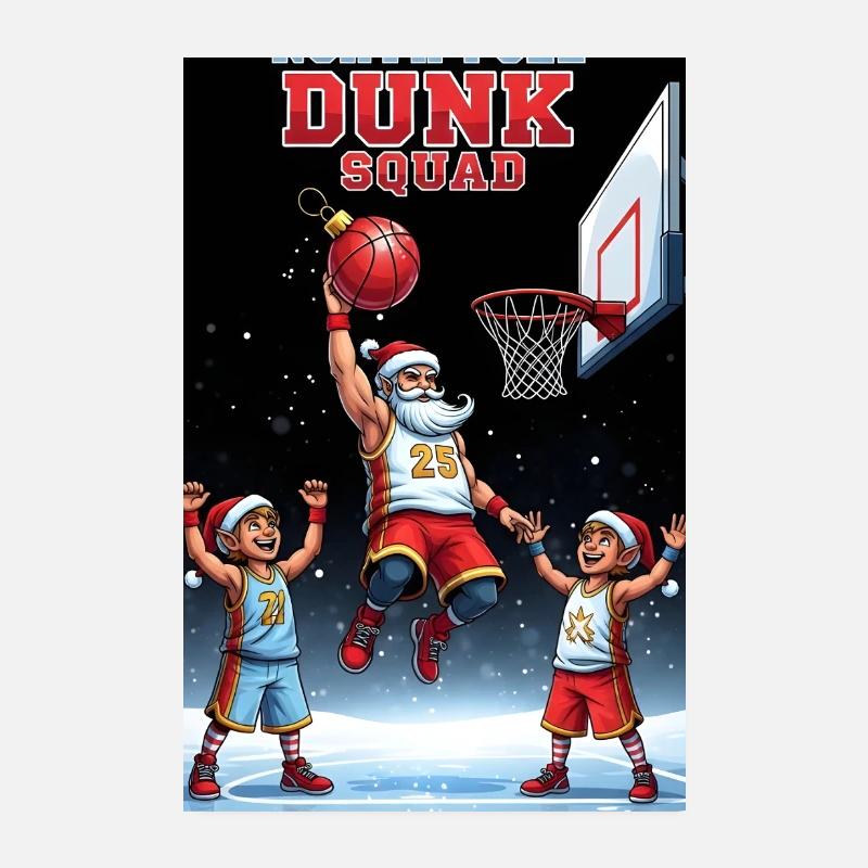 Santa Dunking Basketball North Pole Dunk Squad Poster 20x30 cm