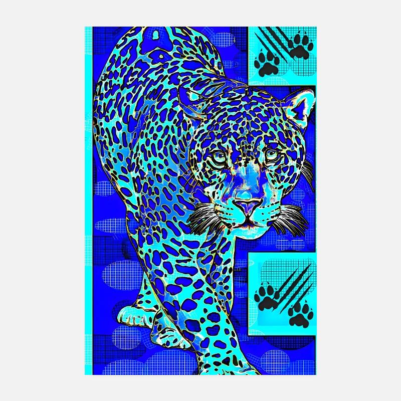 Der blaue Leopard Poster 20x30 cm